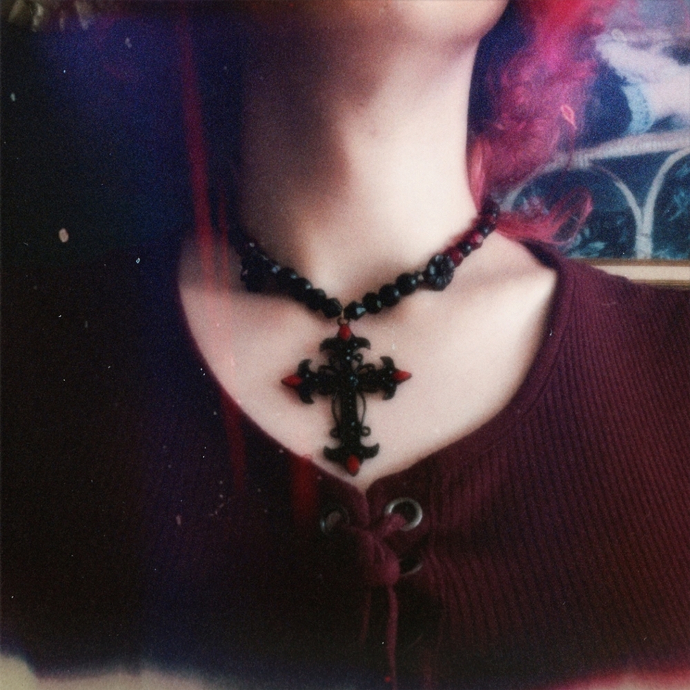 Handmade Vampire Knight Vintage Upcycled Beaded Cross Necklace